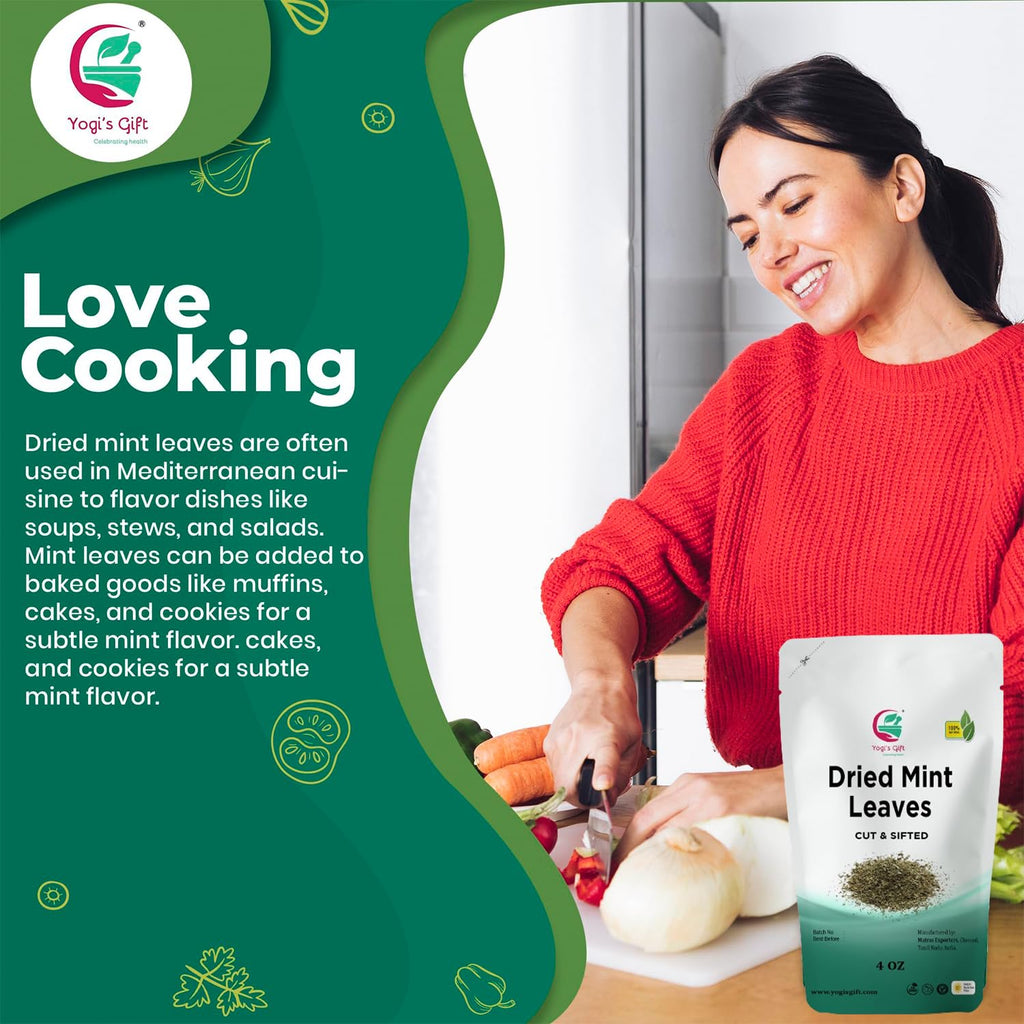 Dried Mint Leaves 4 oz | Peppermint Leaves For Tea & Savoury | Non-GMO, Ethically Sourced, Cut & Sifted | Bulk Tea Loose Leaf - Yogi’s Gift®