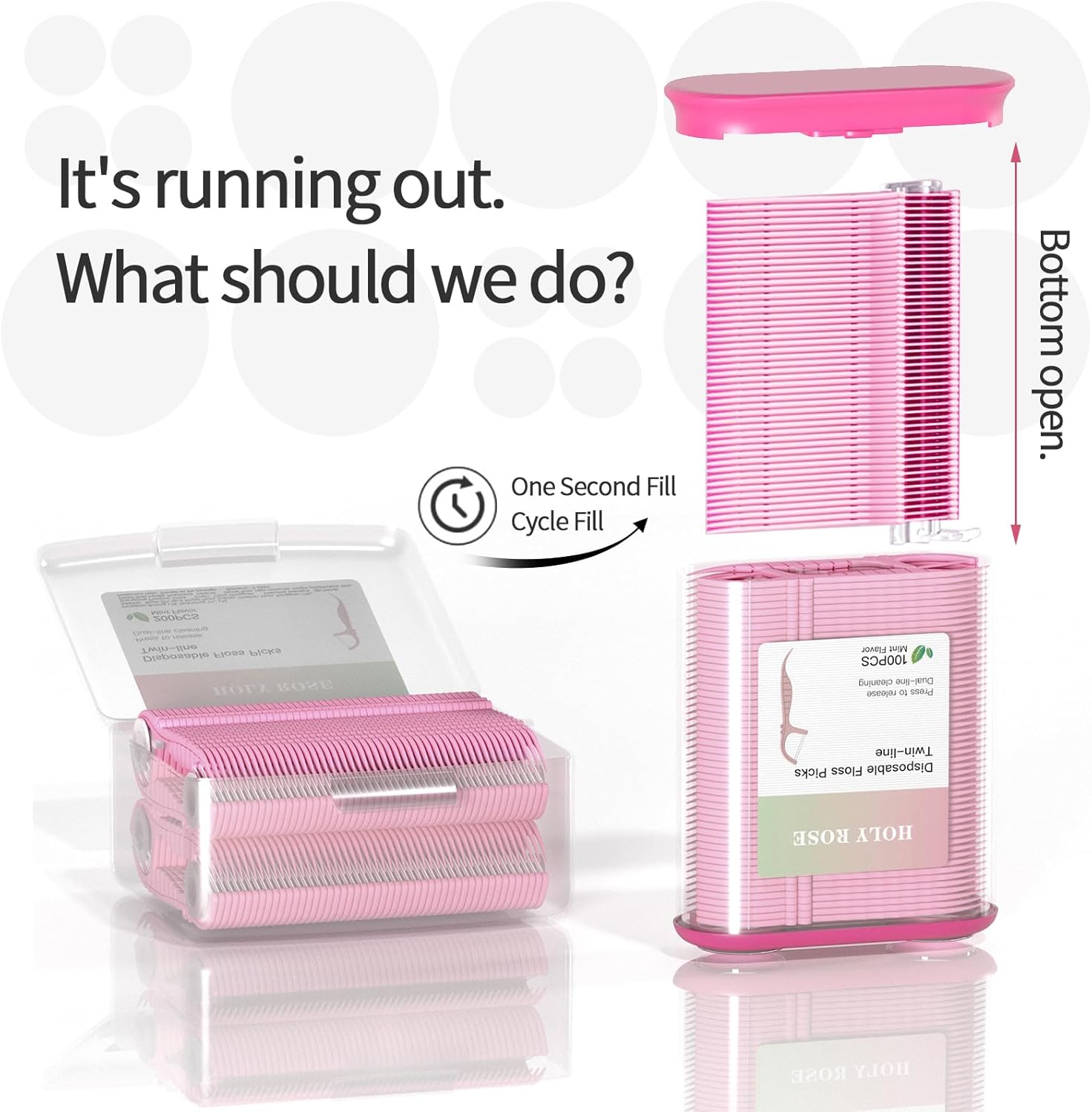 Holy Rose Dental Floss Dispenser with 100 Picks - Flossers Case with 200 Floss Sticks,Mint Flavored,Dual-Line Design,is Perfect Tool for Teeth Cleaning