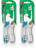 GUM Folding Travel Toothbrush, Compact Head + Tongue Cleaner, Soft Bristled Travel Toothbrushes for Adults, 2ct (Pack of 2)
