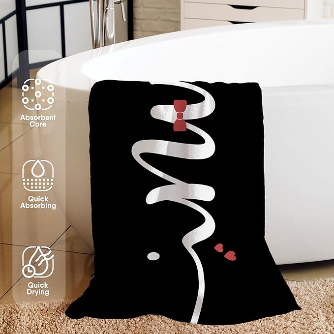 Black Mr Groom Beach Towel, Wedding Beach Party Pool Towels, Just Married Honeymoon Wedding Gifts Large Bath Travel Towels for Newlywed Couple, Honeymoon Mr and Mrs Groom Gifts, 30x60in