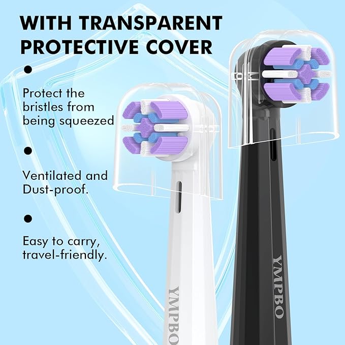 Pack of 6 Replacement Heads Compatible with Oral B iO 10 9 8 7 6 5 4 3 Series Electric Toothbrush, Medium Brush Heads, Black/White