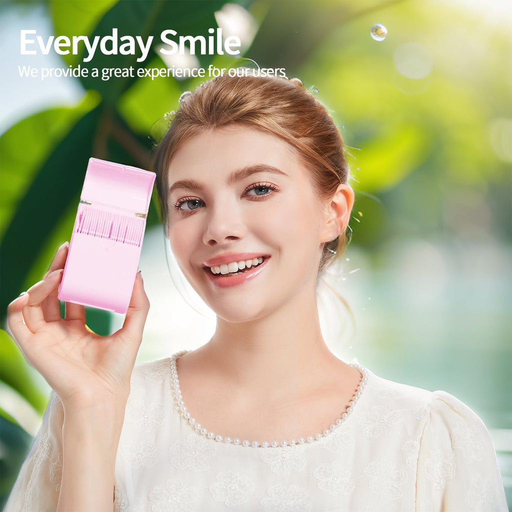 Portable Dental Floss Case 2 Box with 52 Count Floss Picks, Twin Line Design，Pink，Mint Flavor - Travel-Friendly Tooth Care Tool with Flossers Toothpick Holder - Oral Hygiene Essential.