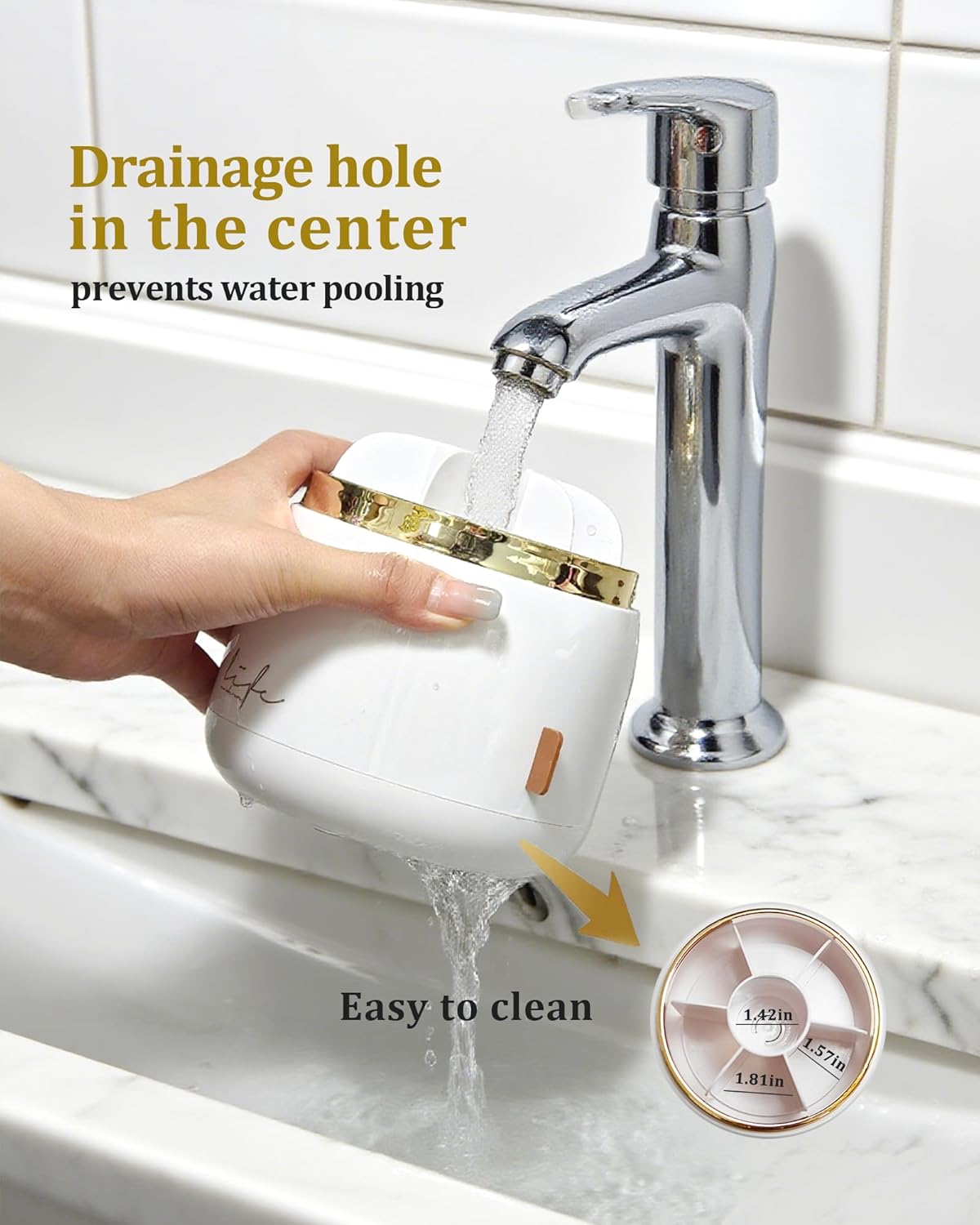 bubooo 360° Rotating Toothbrush Holder for Bathroom - Non-Slip Space-Saving 7-Slot with Cover & Drainage, Electric Toothbrushes/Toothpaste/Razor Organizer for Counter Vanity (White)