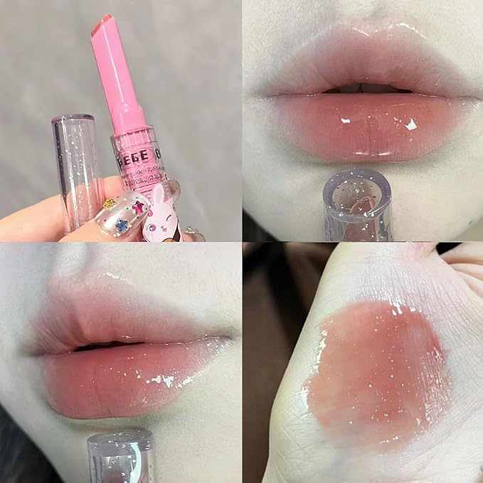 Jelly Lipstick,3 Colors Tinted Lip Stain Heart Mirror Lip Gloss,Hydrating Jelly Lipstick Long Lasting Moisturizing Tinted Lip Glaze,Non-sticky,Vivid Color Glossy Lip Makeup (B, Large)