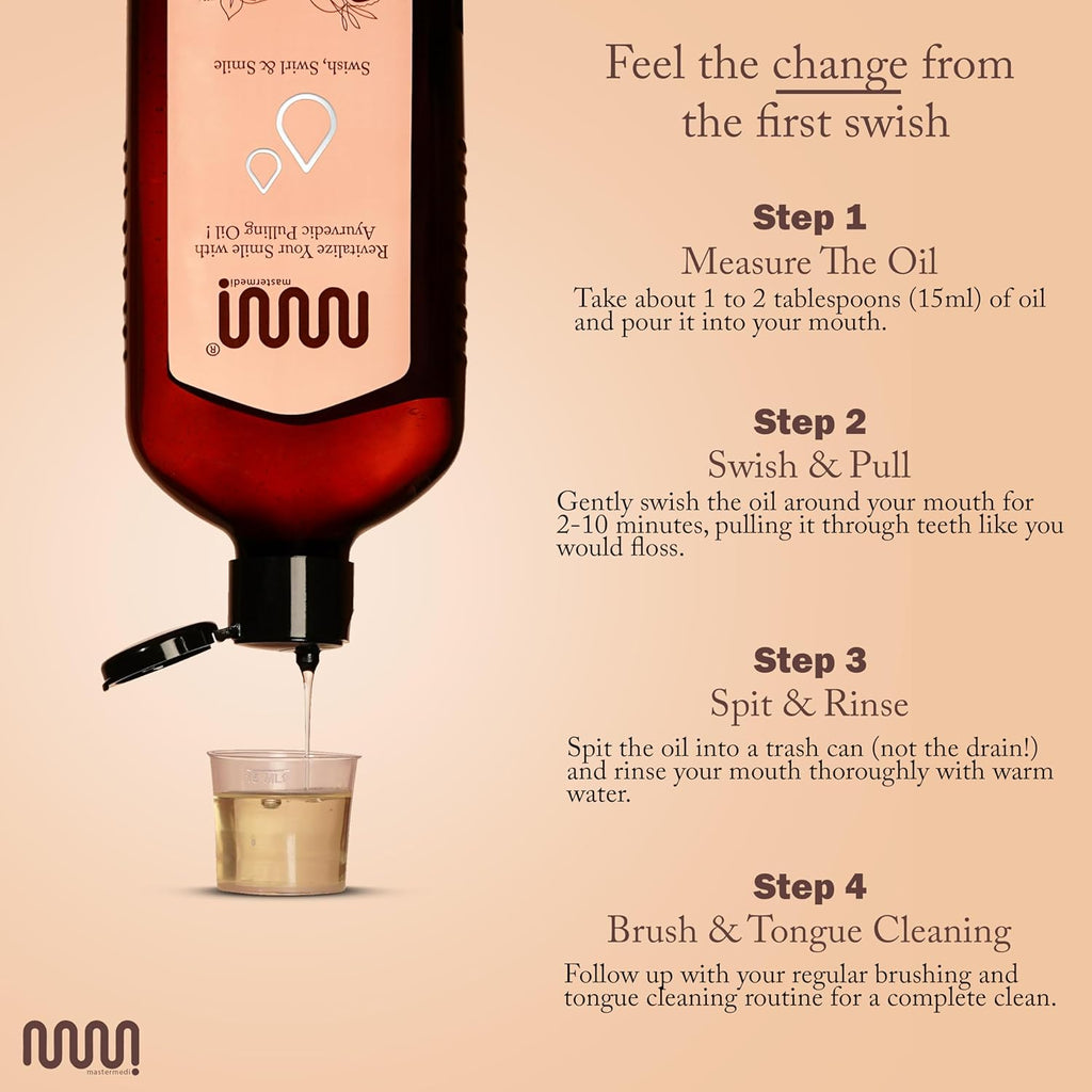 MasterMedi Coconut and Peppermint Oil Pulling (10 Fl.Oz), Mint Oil Pulling Mouthwash, Alcohol Free Natural Coconut Oil Pulling for Teeth Whitening,Fresh Breath and Healthier Gum (Pack of 1)