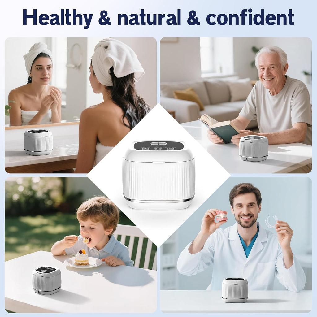 2025 upgraded 3-in-1 version Ultrasonic Retainer Cleaner Machine, degassing technology+ultrasonic+UV, with a 5-fold increase in cleaning efficiency for Dentures, Mouth Guards, Braces, Jewelry