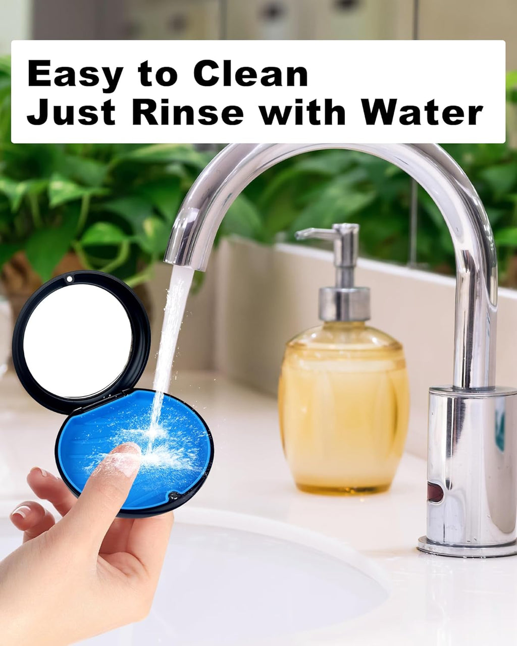 2 Pack Retainer Case with Mirror Kits, Aligner Case Compatible with Invisalign, Slim Night Guard Cases with Aligner Removal Tool, Brush and Chew, Black