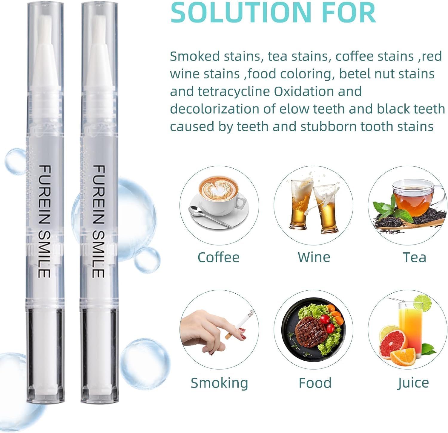 Teeth Whitening Pen 5 Pens 50+ Whitening Treatments -Removes Years of Stains 35% Carbamide Peroxide Tooth Whitener Brush Gel Pen