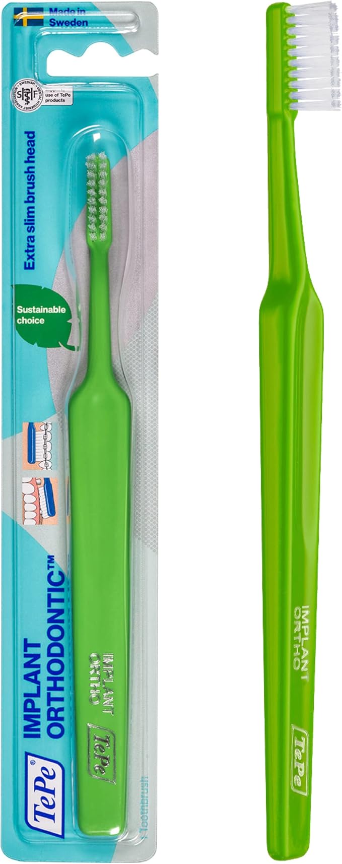 TePe Implant Orthodontic Soft Toothbrush – Extra Narrow Brush Head Thin Neck 1Pk