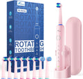 Rtauys R6 Rotating Electric Toothbrush for Adults, Fast Charge, Come with 8 Brush Heads (2 Types) and Travel Case, 5 Modes, 50000VPM Powered Toothbrush, 2 Minute Timer