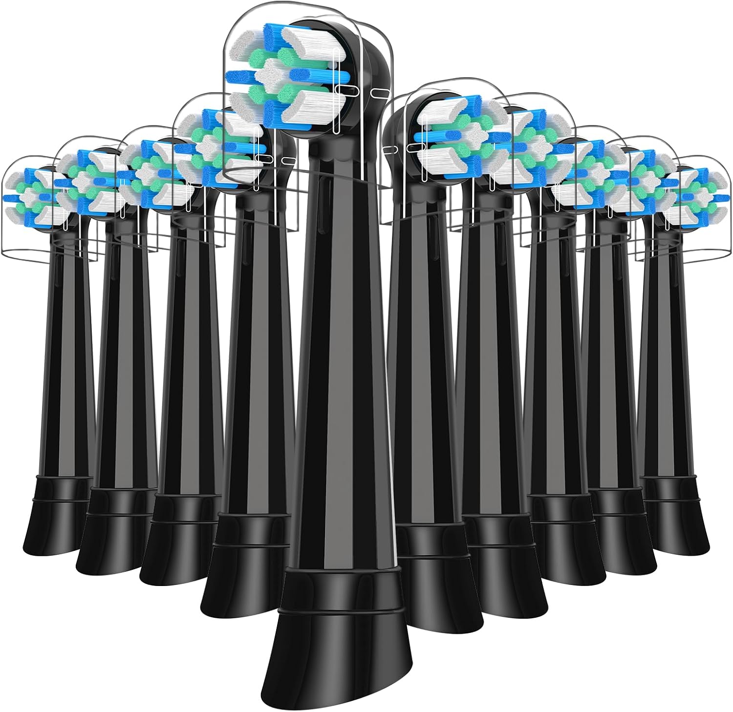 10 Count IO Replacement Heads Compatible with Oral B IO 2/3/4/5/6/7/8/9/10 Series Electric Toothbrushes, Medium Softness Brush Heads Compatible with Oral B iO for Teeth and Gums Care (Black)