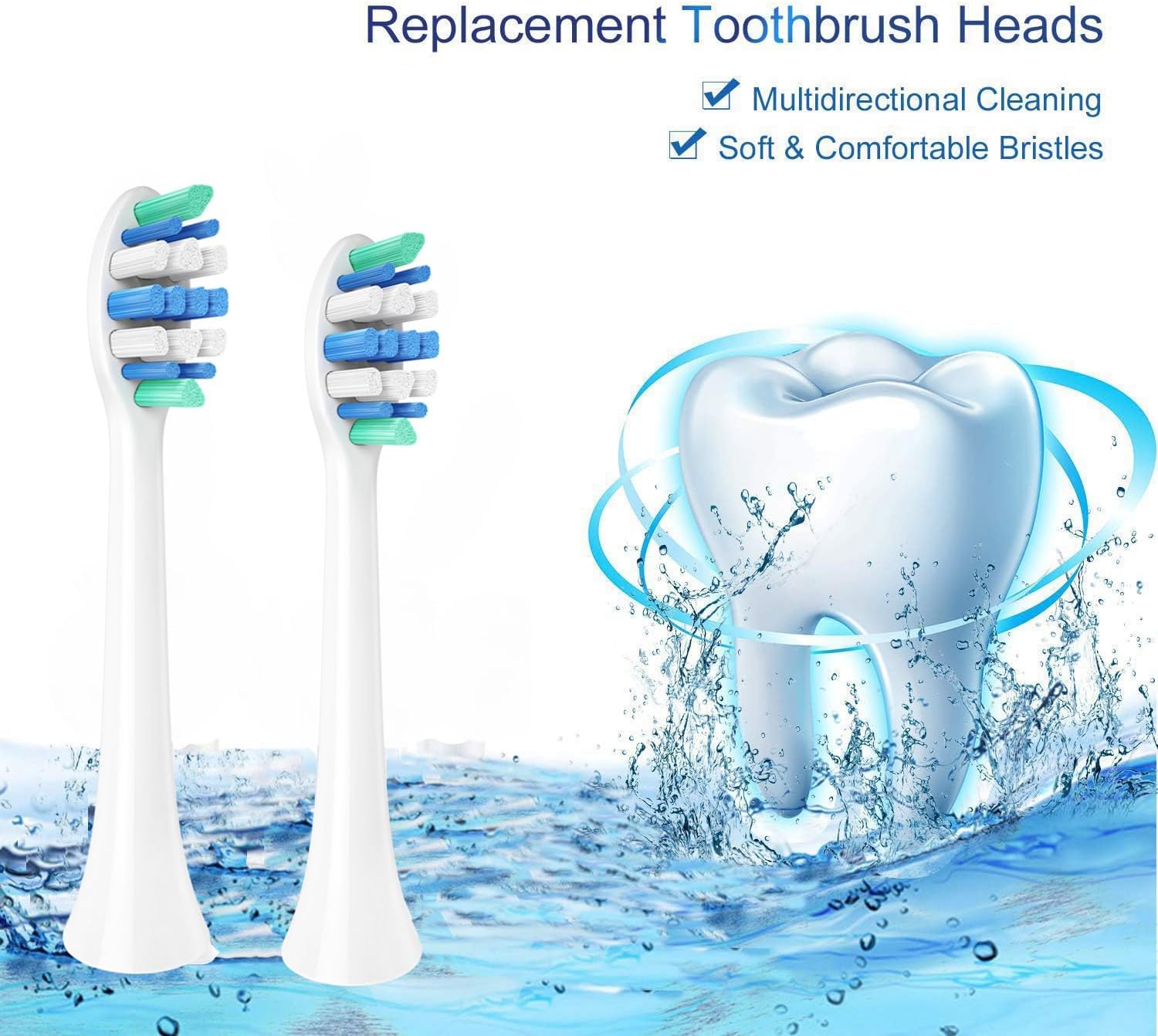 Replacement Toothbrush Heads for Phillips Sonicare Electric Toothbrush Click-on Handles 10 Pack White (Blue, 1 Count (Pack of 10))