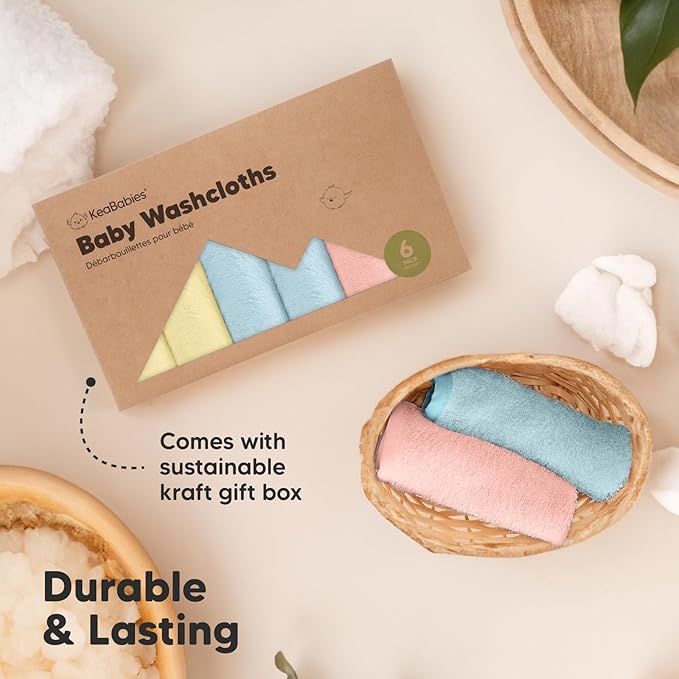 6-Pack Baby Washcloths - Soft Absorbent Viscose from Bamboo Wash Cloths for Babies, Kids, Toddlers, Infant, Newborn Bath Towels, Gentle on Sensitive Skin, 10x10 Reusable Face Towels (Candy Pop)