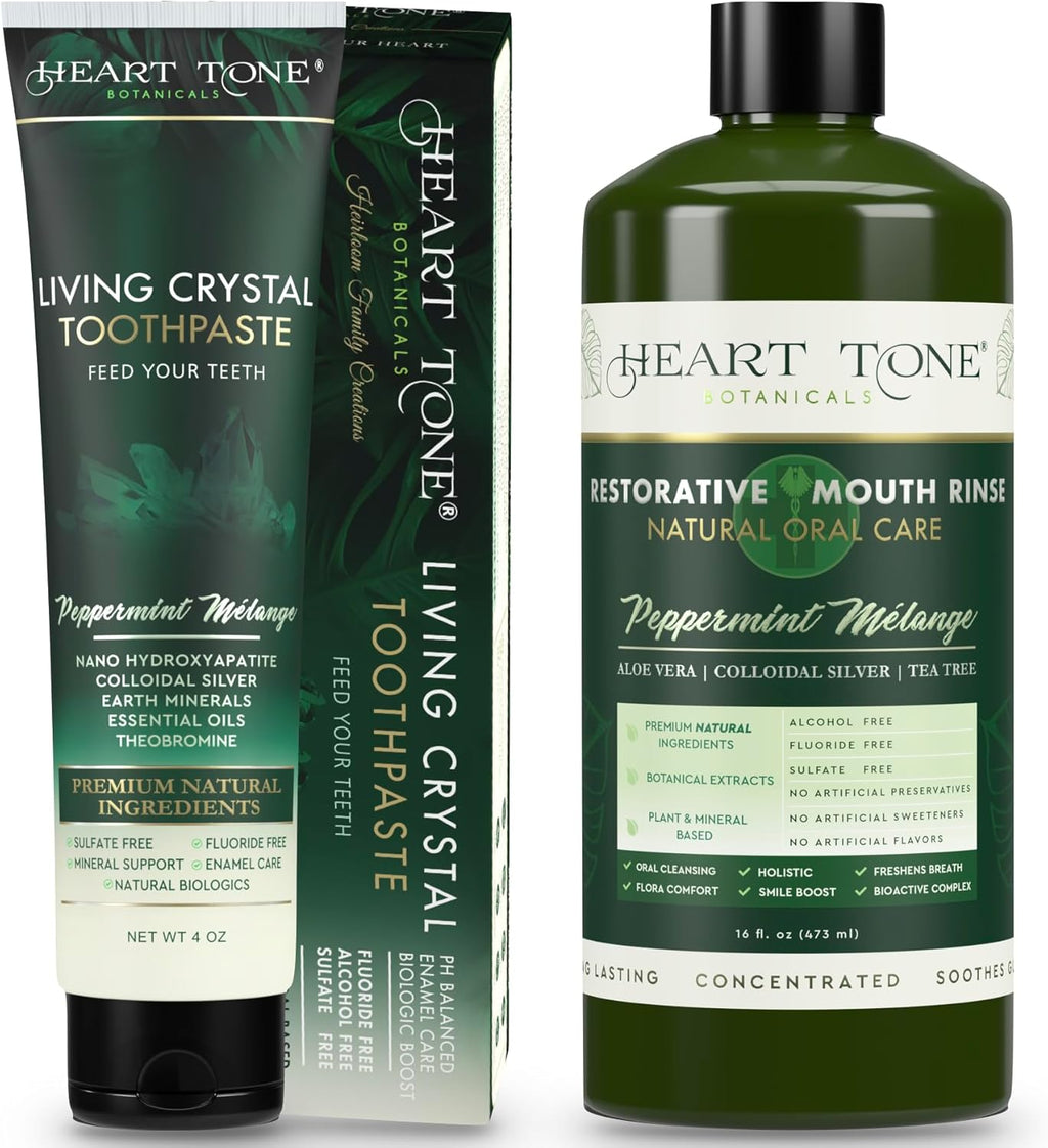 Holistic Oral Care Bundle – Living Crystal Hydroxyapatite Toothpaste + Nano Silver Mouthwash | Natural Mineral-Based Oral Care | Alcohol-Free & Mint Fresh
