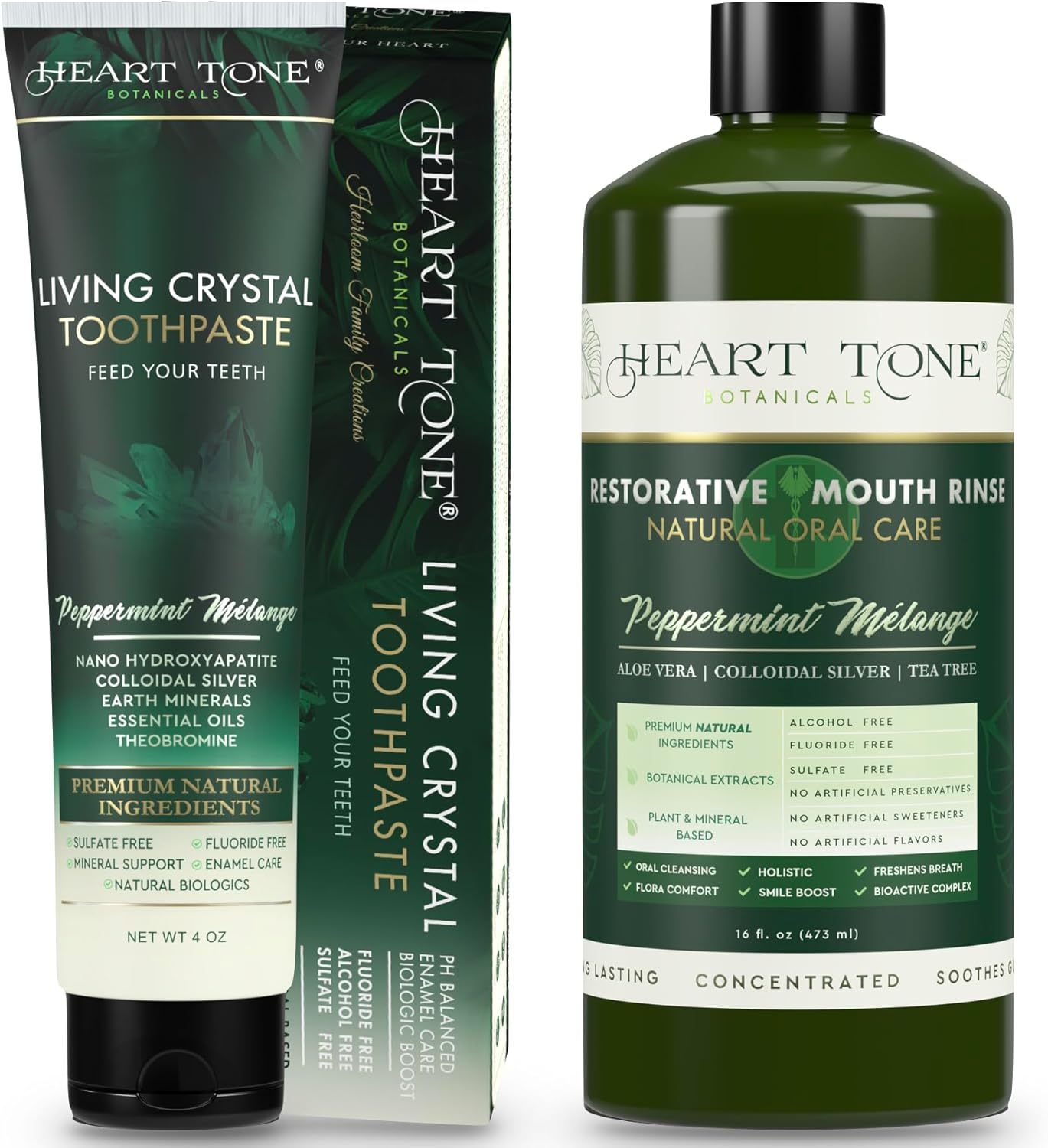 Holistic Oral Care Bundle – Living Crystal Hydroxyapatite Toothpaste + Nano Silver Mouthwash | Natural Mineral-Based Oral Care | Alcohol-Free & Mint Fresh