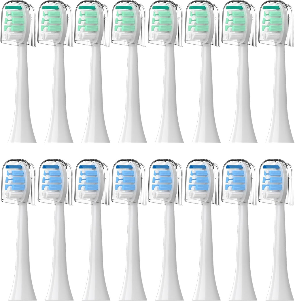 Replacement Toothbrush Heads Compatible with Philips Sonicare：16 Pack Soft Replacement Electric Brush Head for 4100 5100 6100 HX9023/65 W Optimal Control Snap-on System（B&W）