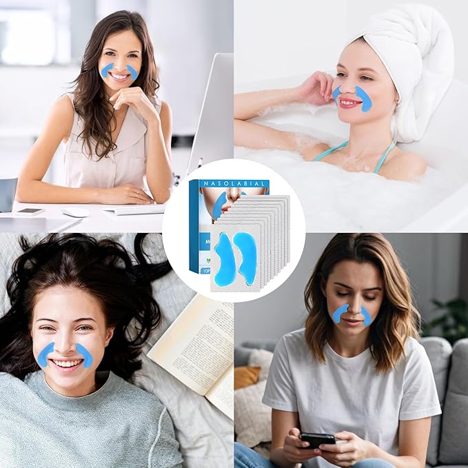 10 PCS Facial Wrinkle Patch, Forehead Moisturizing Patch for Smooth Smile Line, Frown Line & Crows Feet, Facial Pads for Under Eyes, Lips, Forehead