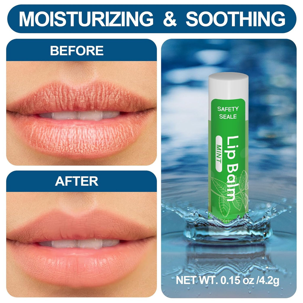 10 Pack Natural Lip Balm Bulk with Vitamin E and Coconut Oil Valentine's Day best choice - Moisturizing, Soothing, and Repairing Dry and Chapped Lips - 10 Flavors - Non-GMO