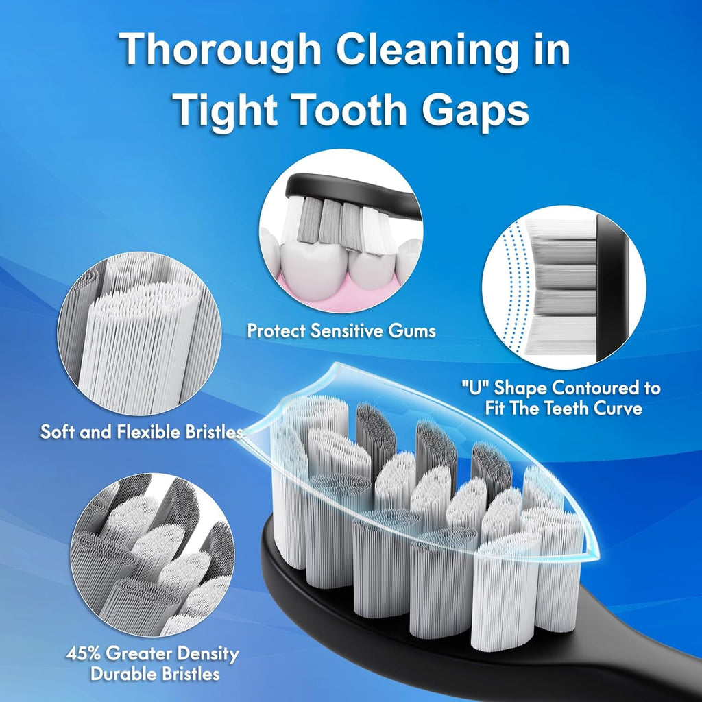 Electric Toothbrush for Adults and Kids, Comes with 10 Brush Heads & Travel Case, 5 Modes with 2 Minutes Built in Smart Timer, One Charge for 90 Days, 42,000 VPM Motor
