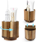 Toothbrush Holders for Bathrooms,Toothbrush Cup,Wooden Bathroom Cup with Rotation,Bathroom Counter Organizer with Vent Hole,Desk Organizer,For Electric Toothbrush,Toothpaste,Water Flosser,Razor