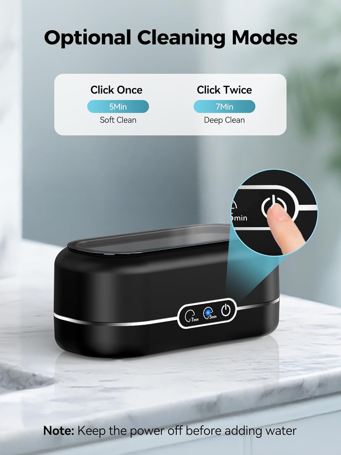 Ultrasonic Jewelry Cleaner, 48KHz Ultrasonic Cleaner Machine for Jewelry, Glasses, Rings, Retainers, Watch Strap, Dentures, 304 Stainless Steel 12oz Cleaning Pod - Black