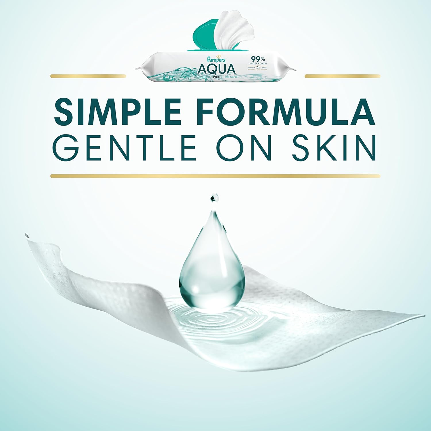 Pampers Aqua Pure Baby Wipes, 99% Water, Fragrance Free, 448 Baby Wipes Total (8X Flip-Top Packs) [Packaging May Vary]