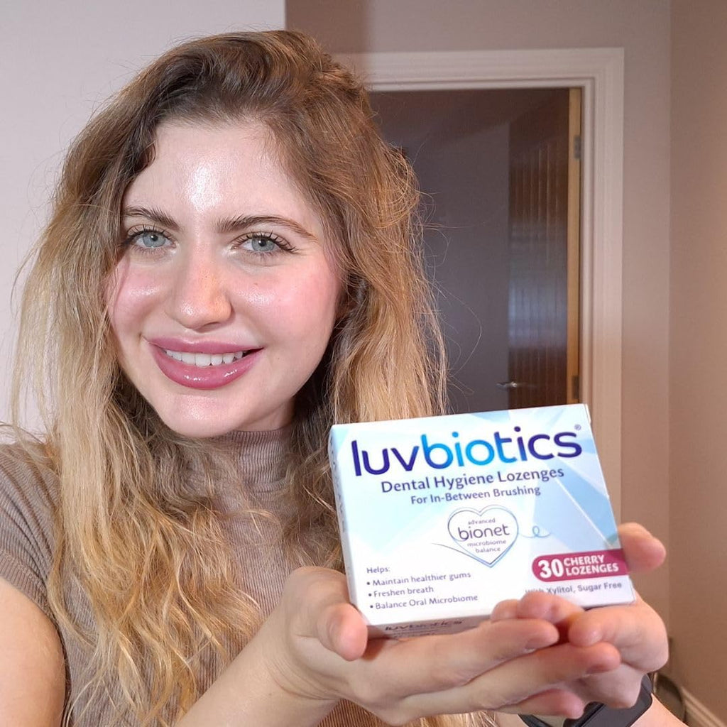 Luv Biotics Sugar Free Cherry Lozenges with Dental Probiotics, Xylitol & Aloe Vera for Bad Breath, Halitosis, Gum Health, Dry Mouth & Oral Care – 30 Lozenges