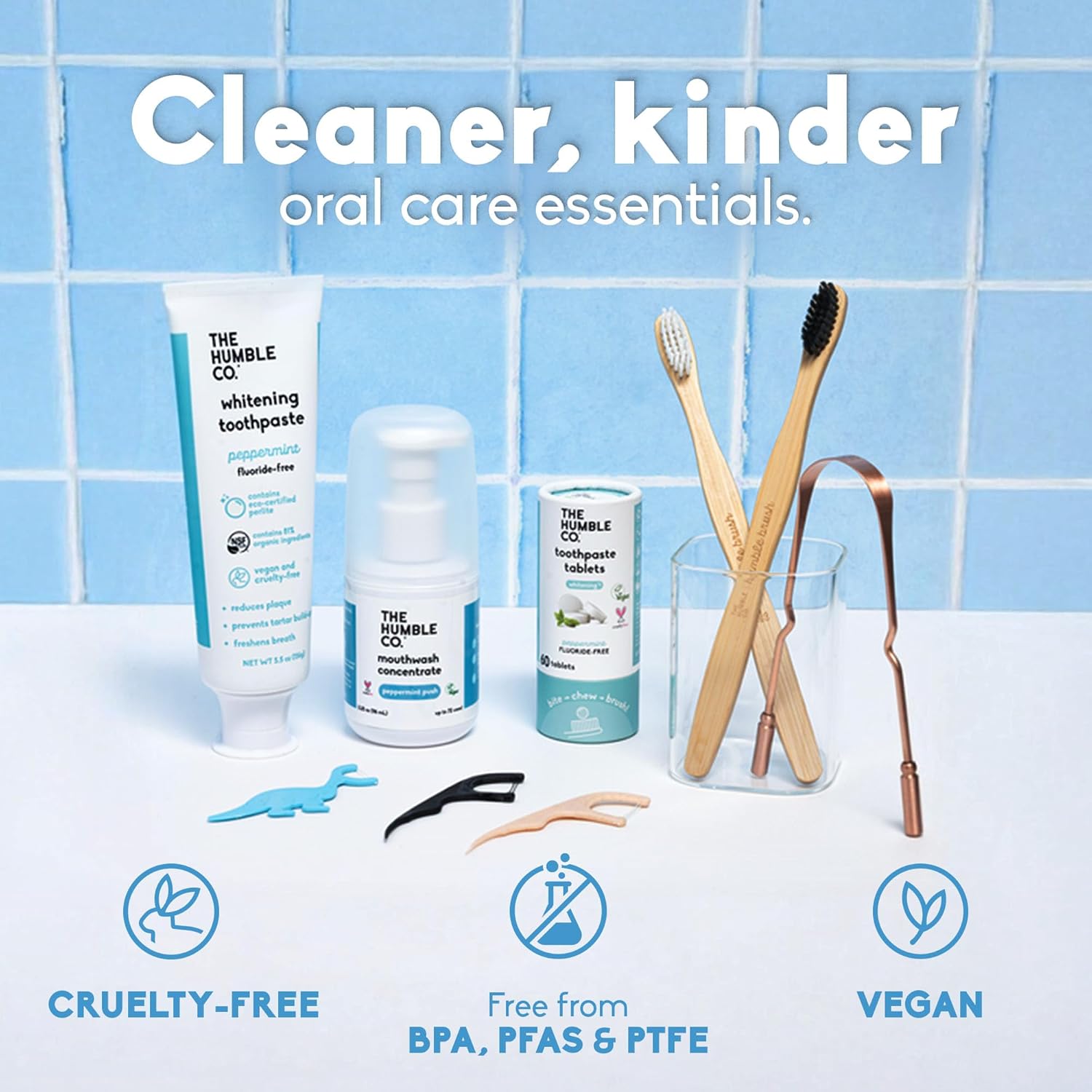 The Humble Co Dental Floss Picks for Teeth, 200 Count (Mint) - Double Thread Tooth Picks Flossers for Adults Gum Health - Toothpick Floss for Interdental Oral Care & Hygiene