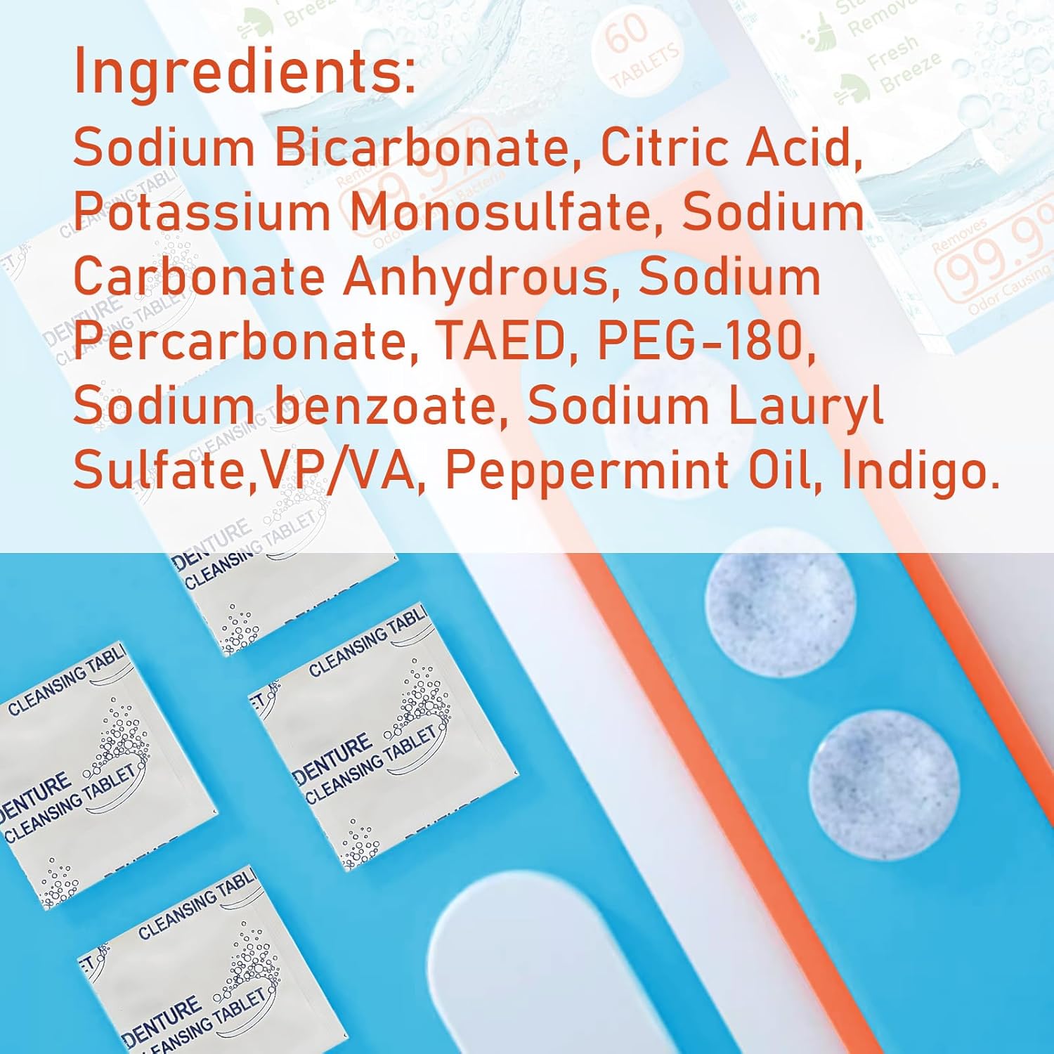 Retainer Cleaner & Denture Cleaning Tablets with 120 Removes Stains, Odors, and Plaque from Aligners, Mouth Guards, Night Guards, and Dental Appliances, 4-Month Supply