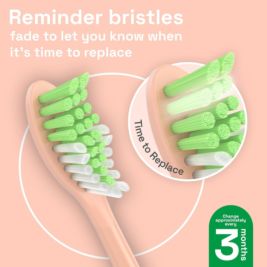 Brushmo Replacement Toothbrush Heads, Compatible with Philips One for Sonicare Electric Toothbrush Handles HY1022, 4 Standard Heads with Tongue Cleaner, Soft DuPontBristles, BM124m, Shimmer