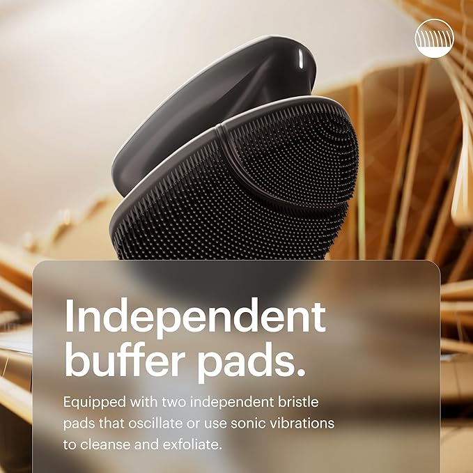 MANSCAPED® The Face Buffer PRO - Men's Electric Silicone Face Scrubber for Nourishing, Deep Cleaning & Exfoliating Your Skin, 3 Facial Cleansing Modes & 2 Sonic Vibration Speeds, Travel Lock