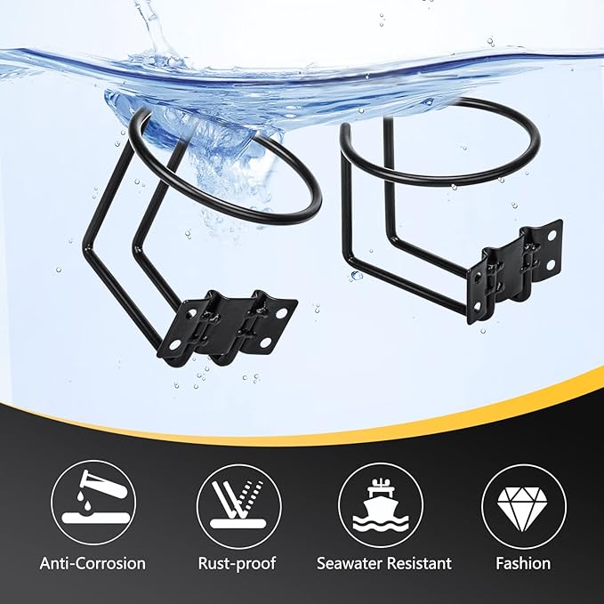 Marinebaby 4 pcs Boat Cup Holder,Stainless Steel Universal Drink Holders,Suitable for Boat,Truck,RV,Tractor,Outdoor Wooden Swing. (Black)