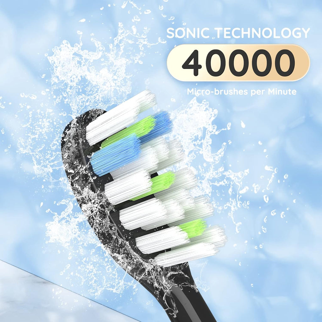 Sonic Electric Toothbrush - 5X More Effective Cleaning, 8 Brush Heads, 4 Modes, Low Noise Design for Adults