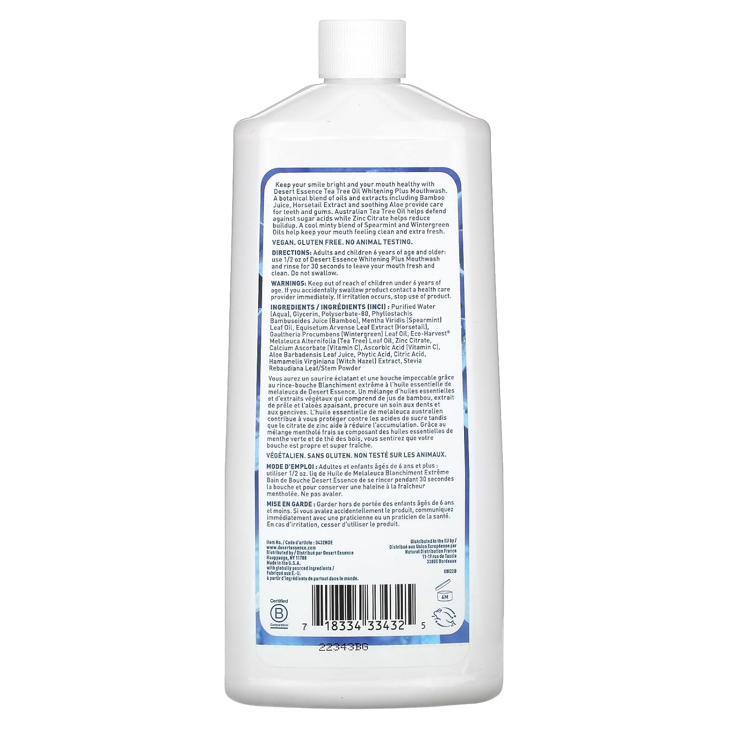 Desert Essence Mouthwash, Tea Tree Whitening Mint, 16 Fluid Ounce