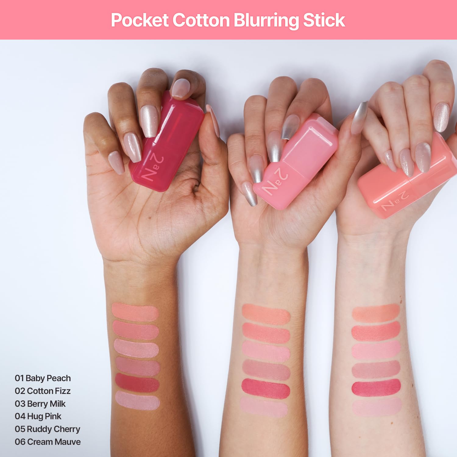 2aN Pocket Cotton Blurring stick (04 Hug Pink, 0.12oz) – 2-in-1 Lip and Cheek Soft Blur Stick, Cloudy Matte Finish, Tone-on-Tone Makeup, Lightweight Watercolor Texture