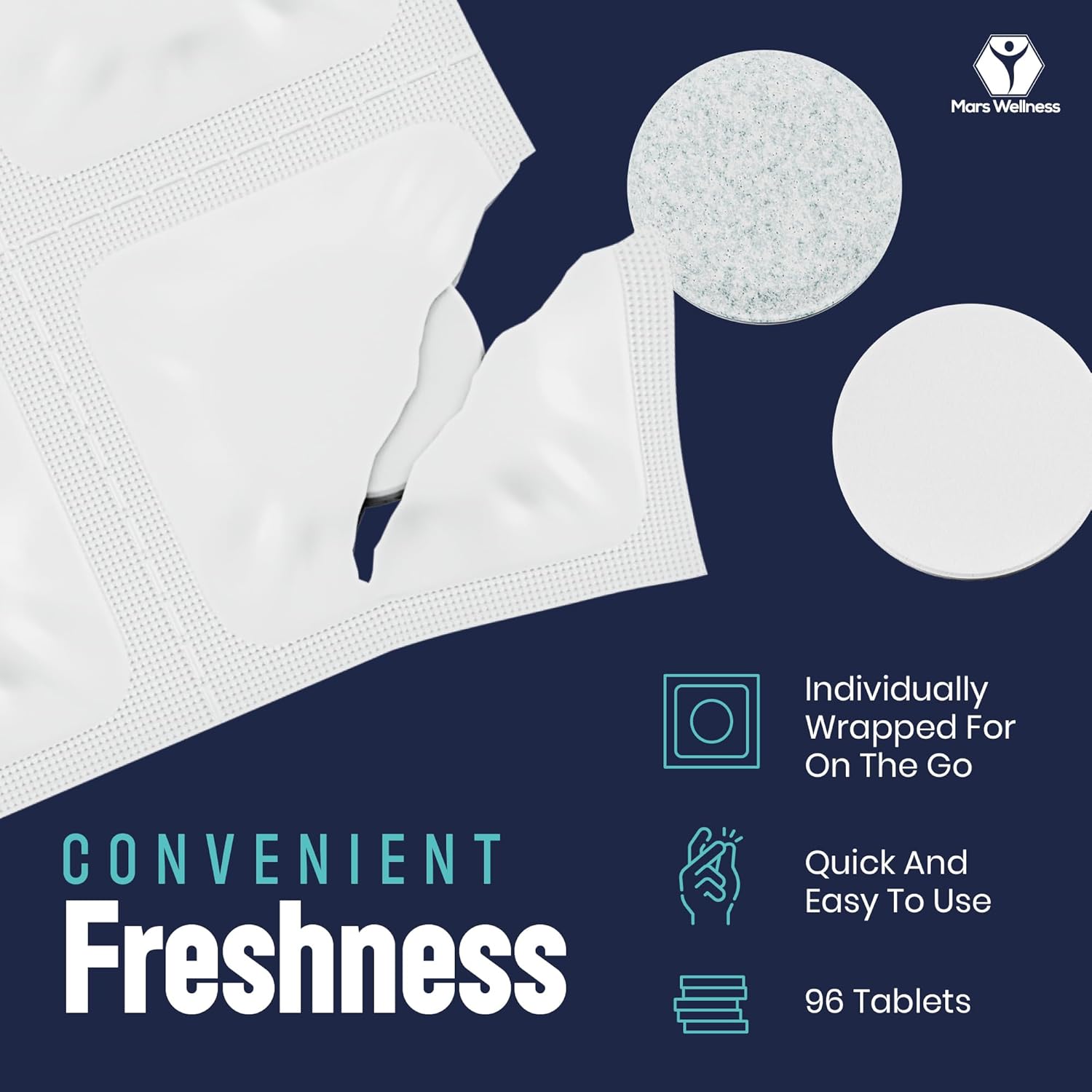 Mars Wellness Retainer Cleaner Tablets - 96 Count Denture Cleaning Tablets, Mouthguard Cleaner, Effectively Removes Odors and Stains, Fresh Oral Hygiene Solution