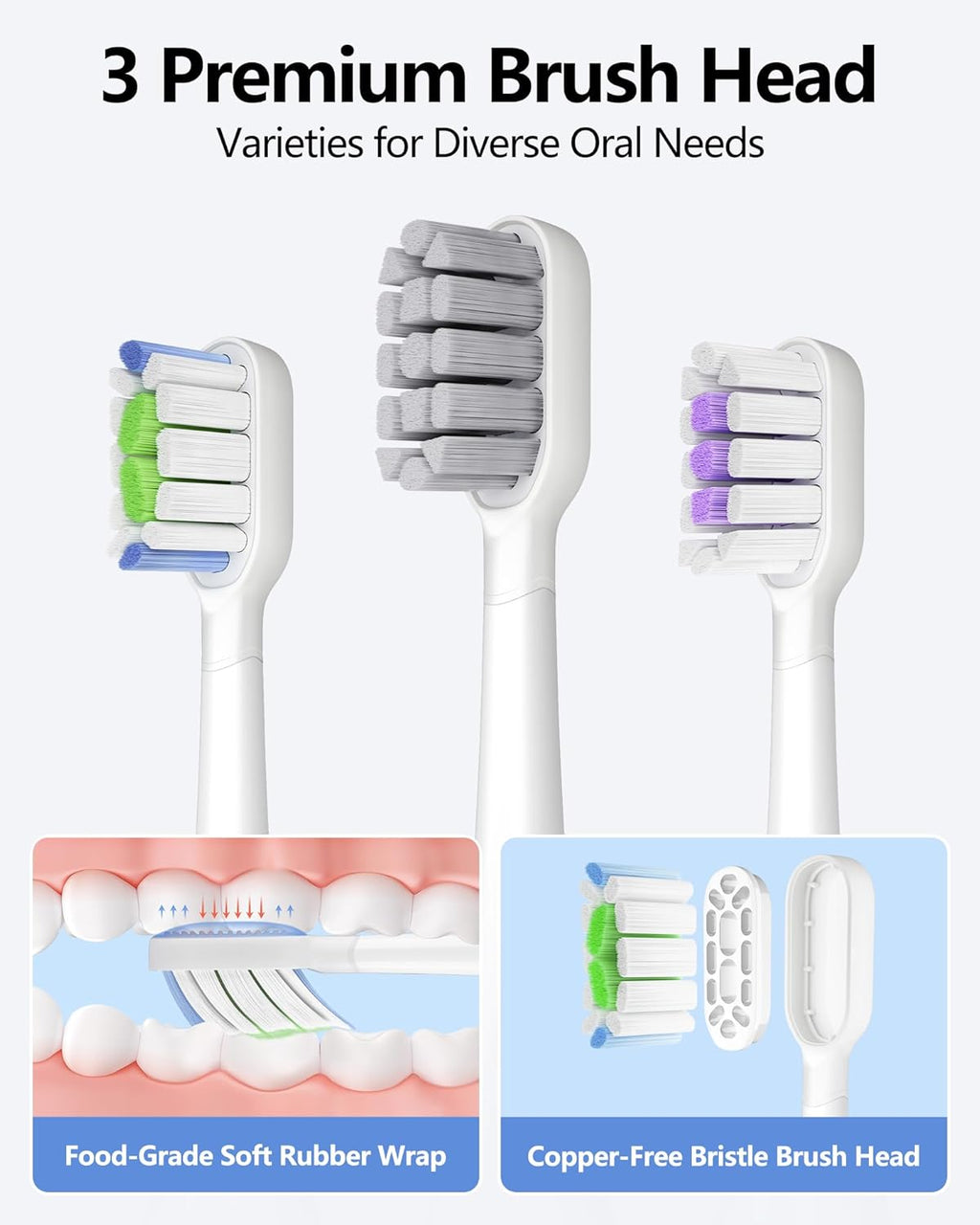 Sonic Electric Toothbrush for Adults, 60° Oscillation & Vibration Smart Toothbrush with Customizable App, 3 Brush Heads, Wireless Rechargeable Travel Wave Electric Toothbrush, IPX7 Waterproof