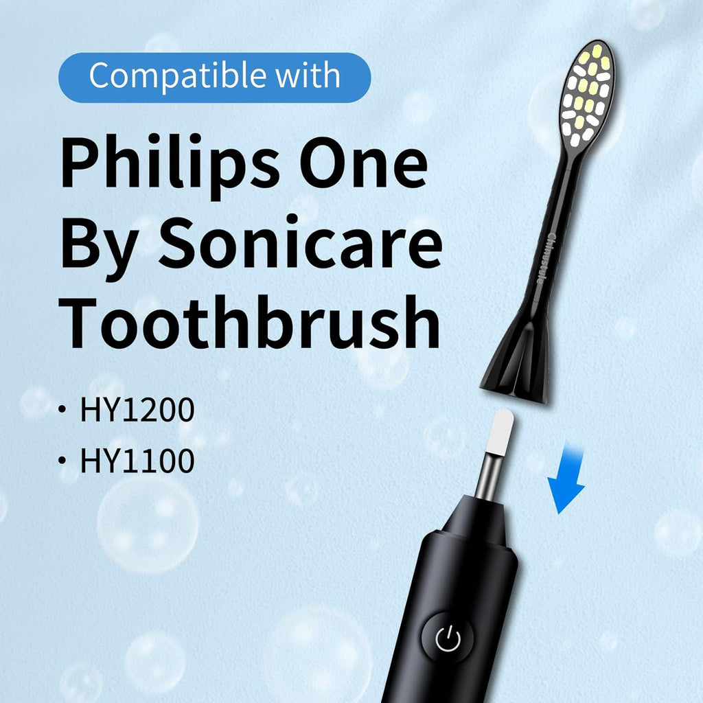 Replacement Toothbrush Heads Compatible with Philips One Sonicare Electric Toothbrush HY1200 HY1100, Tooth Brush Head Black - 10 Pack
