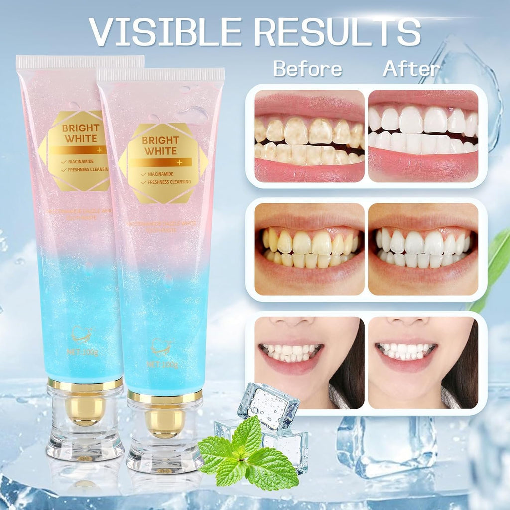 Niacinamide Whitening Toothpaste, Niacinamide Toothpaste with Natural Gentle Care Deep Stain Removal Clean, It Has a Powerful Effect of Whitening Teeth (2PC)