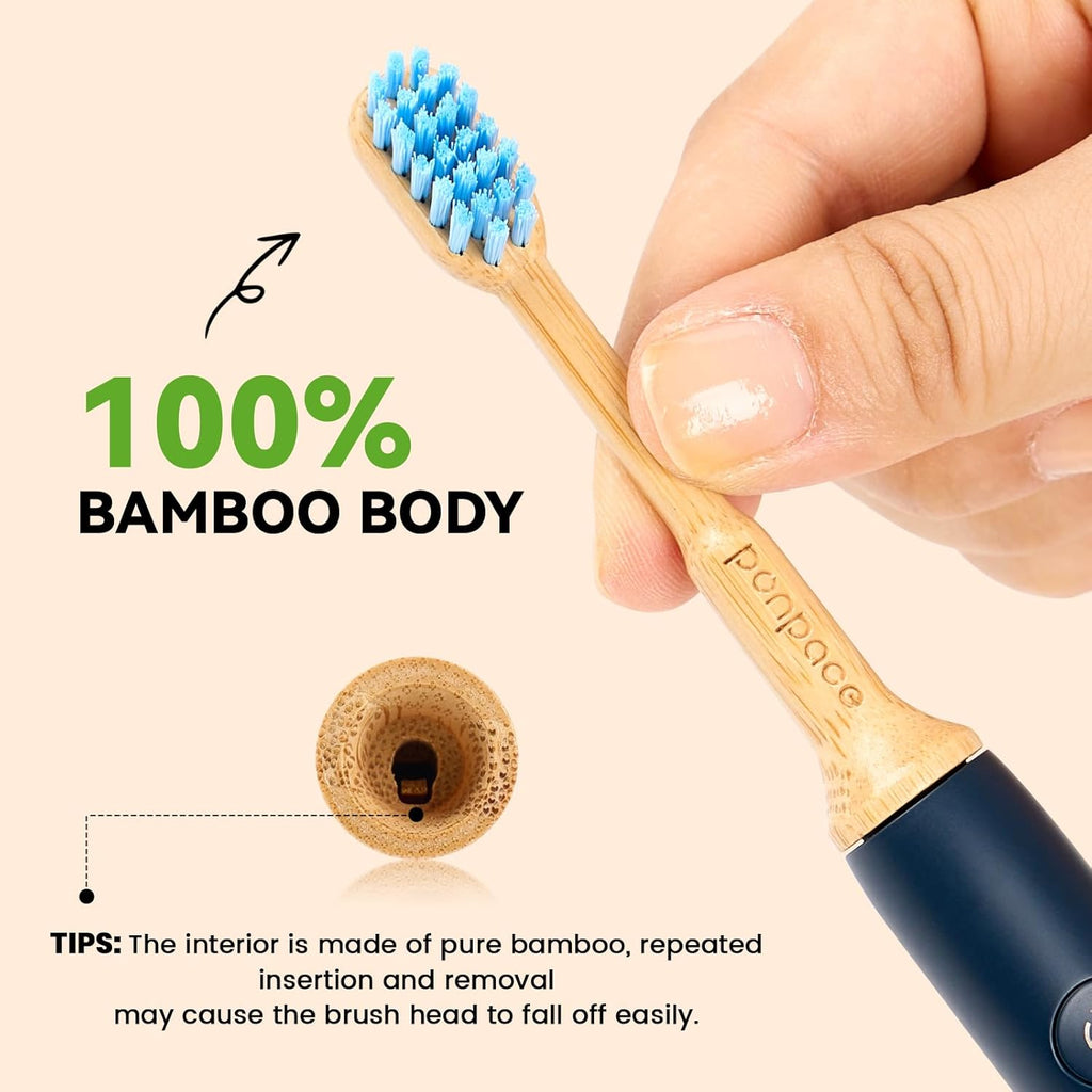 Bamboo Toothbrush Heads Compatible with Philips One by Sonicare, Soft Castor-Oil Bristles, Biodegradable Toothbrush Replacement Heads, Eco-Friendly & Daily Cleaning