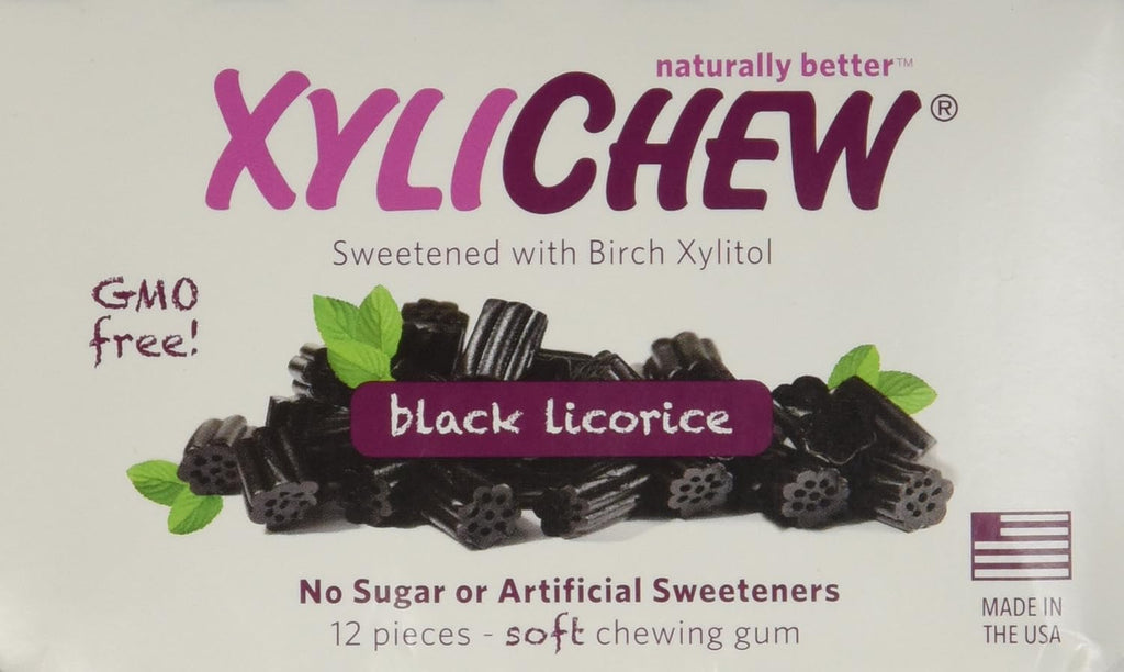 Xylichew 100% Xylitol Chewing Gum - Non GMO, Non Aspartame, Gluten Free, and Sugar Free Gum - Natural Oral Care, Relieves Bad Breath and Dry Mouth - Licorice, 288 Count