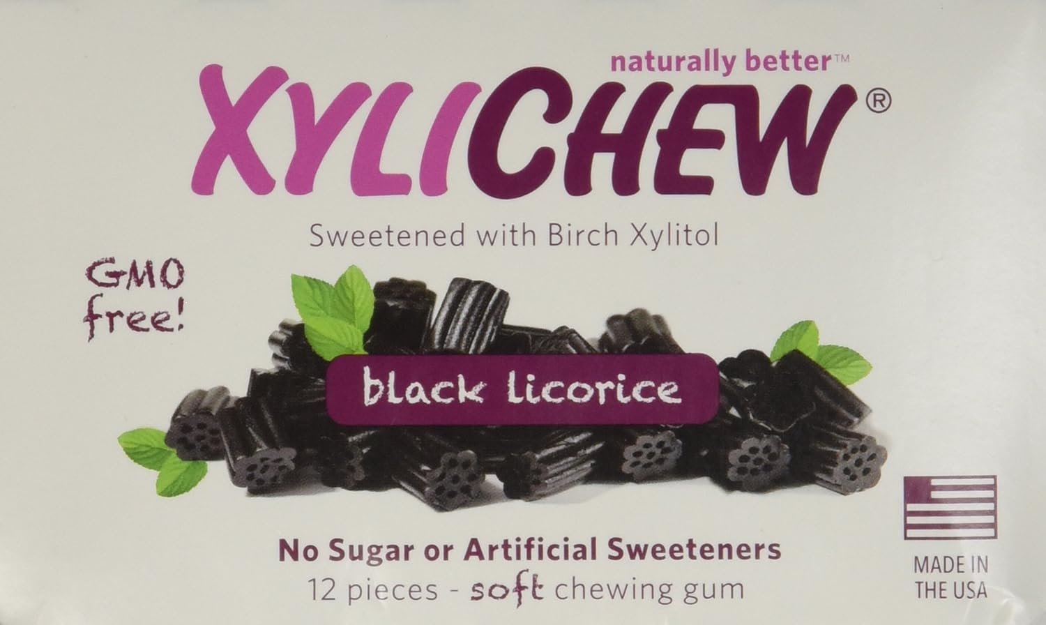 Xylichew 100% Xylitol Chewing Gum - Non GMO, Non Aspartame, Gluten Free, and Sugar Free Gum - Natural Oral Care, Relieves Bad Breath and Dry Mouth - Licorice, 288 Count