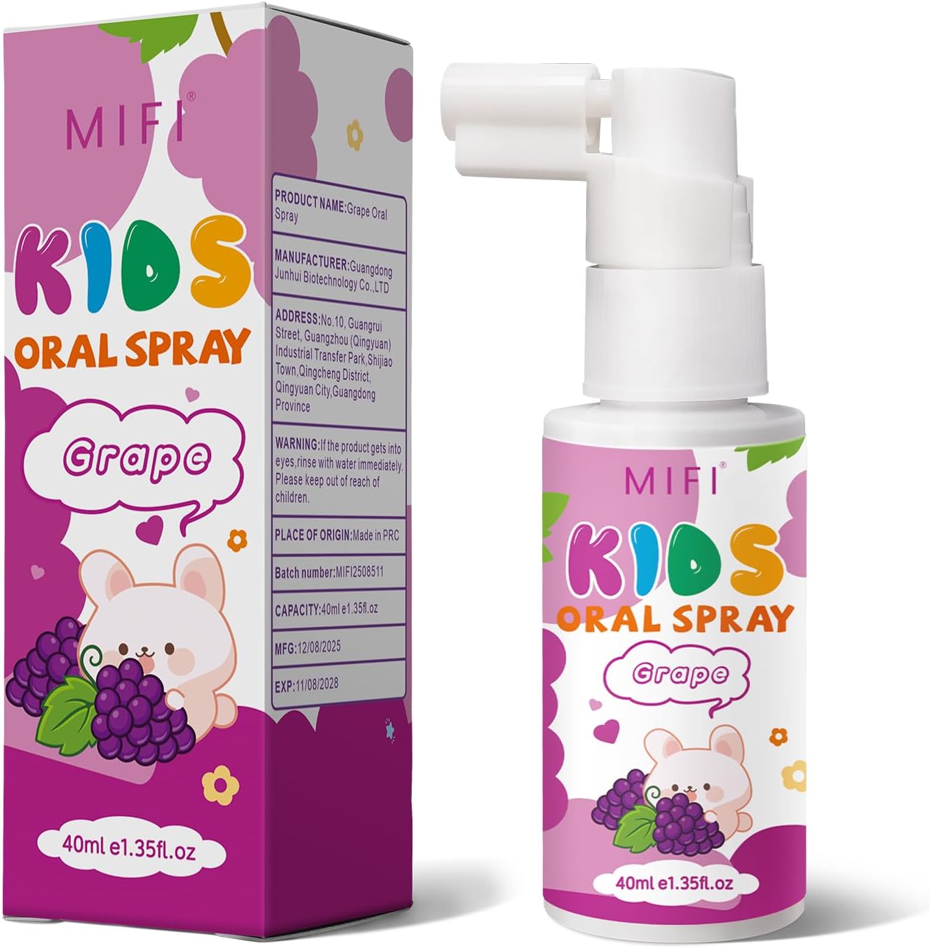 PEGO Kids Oral Spray - Fresh Breath for Children & Toddlers, Fruit-Flavored Oral Care Spray, Easy to Use, Perfect for Home & Travel for Baby's Daily Oral Care (1Pack, Grape)