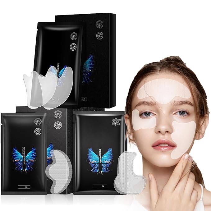3 Box Face Nutrition Wrinkle Removal Lift Sticker - Microcrystalline Nasolabial Folds Removal Mask Laugh Line Lifting Mask Nasolabial Fold Stickers Facial Wrinkle Patches (Facial+Eye+Forehead)