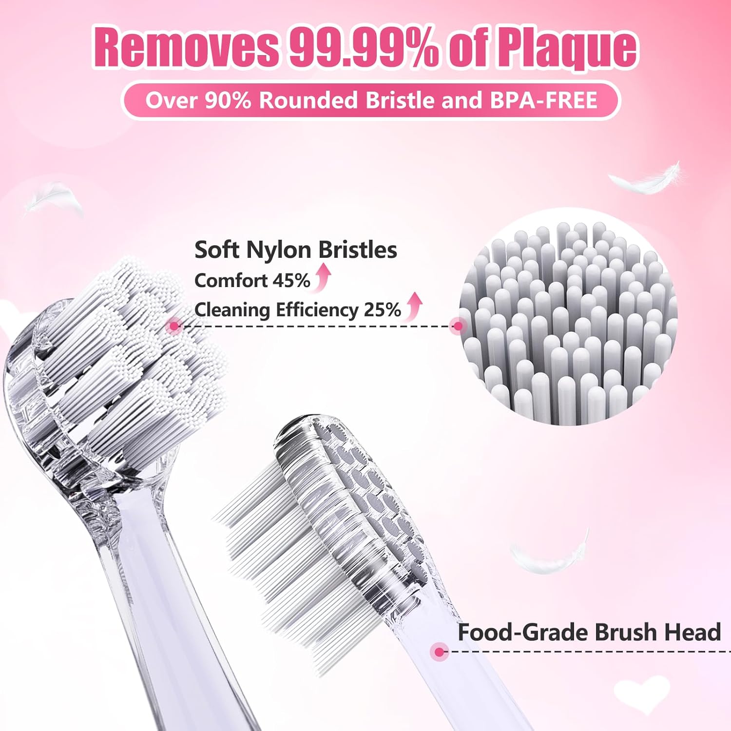 DADA-TECH Toddler Electric Toothbrush Kids Age 1-2-3 Years Old, Baby Electric Toothbrush with LED Light 2 Minutes Timer 4 Vibrating Heads for Infants Toothbrush 6 to 12 Months and Up (Pink)