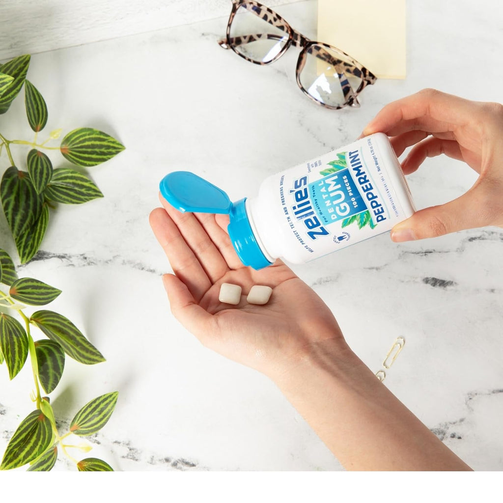 Zellie's | 100% Xylitol Peppermint Chewing Gum | No Aspartame, Gluten Free, Vegan & Kosher (240 Count - Pack of 1)