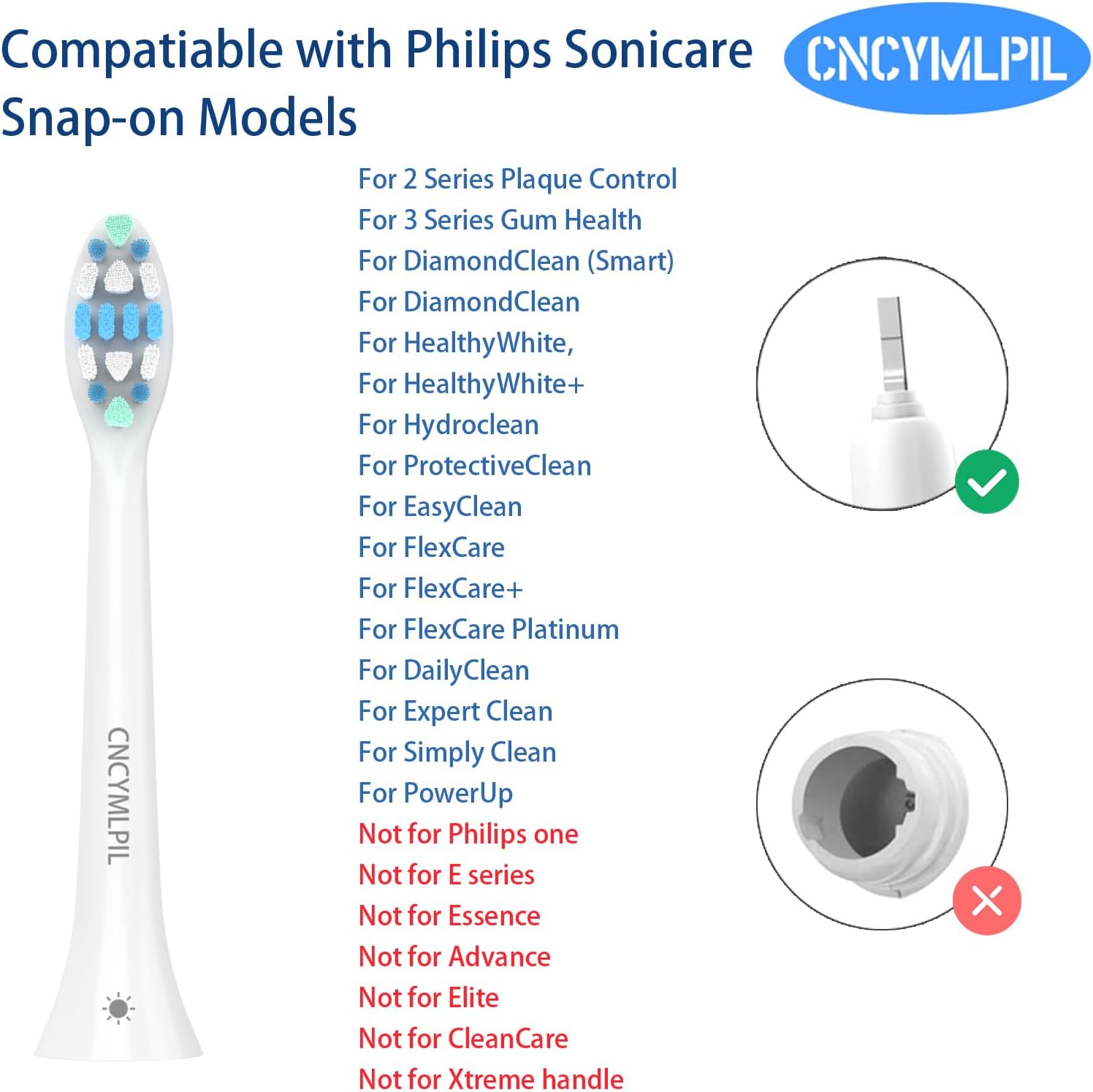 Replacement Toothbrush Heads for Philips Sonicare Replacement Heads, Electric Replacement Brush Head Compatible with Phillips Sonicare Electric Toothbrush, 8 Pack