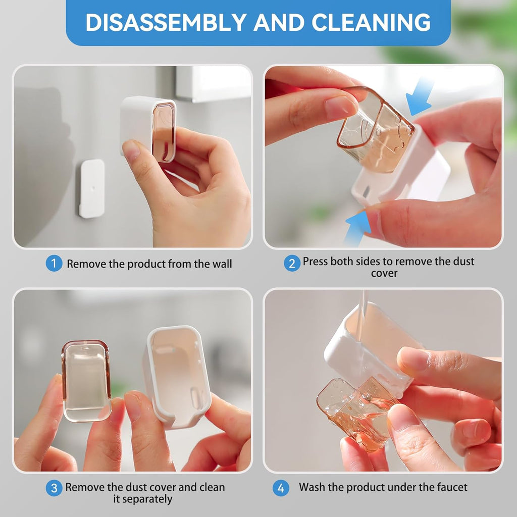 Toothbrush Holders for Bathroom【Innovation Single Slot Design】 2PCS Toothbrush Holder Wall Mounted with Cover for Shower, Single Toothbrush Dispenser Storage Organizer for Family & Travel