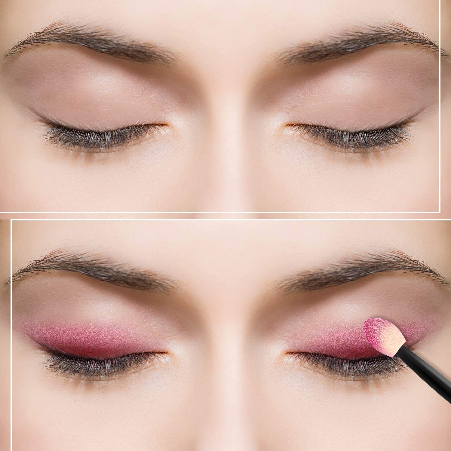 150 Eye Shadow Applicator Disposable Foam Makeup Brush Sponge Tipped Oval Eyeshadow Applicators Dual Sides with Container