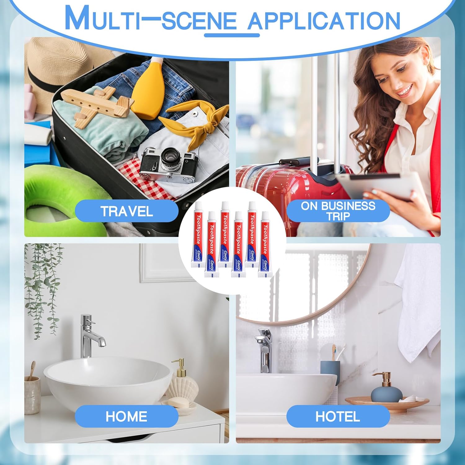 Mini Toothpaste Bulk Travel Size 0.35oz for Bad Breath, Helps Freshens Breath, Whitens Teeth Regular Disposable Mint Toothpaste for Home Hotel Office Camping